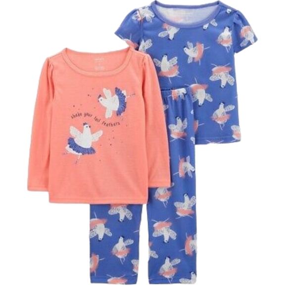 Carter's 4pc Kid Girl Pink Baking Print Cotton Pajama Set